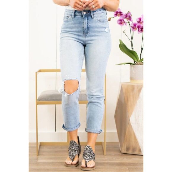 Vervet Straight Leg High Rise Distressed Jeans  Size 30 - Picture 16 of 16